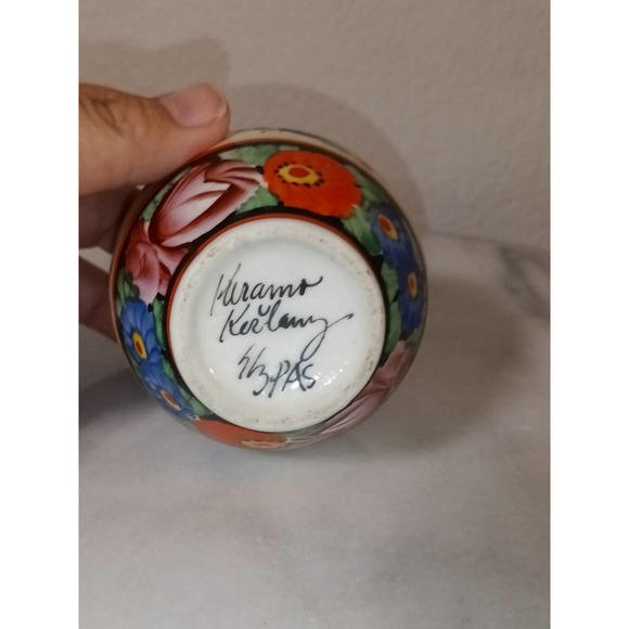 Vase Ceramic Hand Painted by Artist Signed 3 inch - Picture 4 of 6